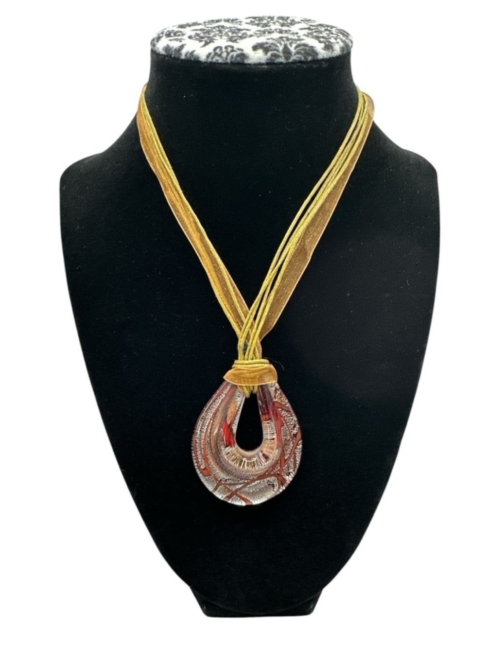 Statement Necklace Red Glass Boho Multi Strand Festive Casual Necklace